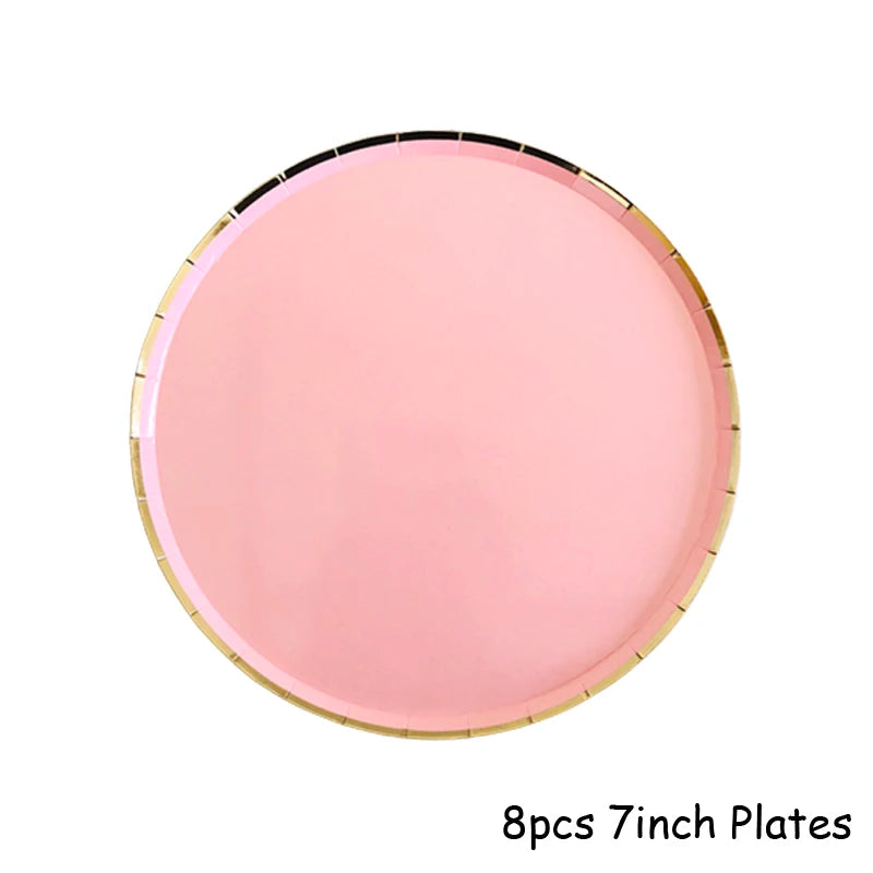 Rosa Gold Party Pappgeschirr