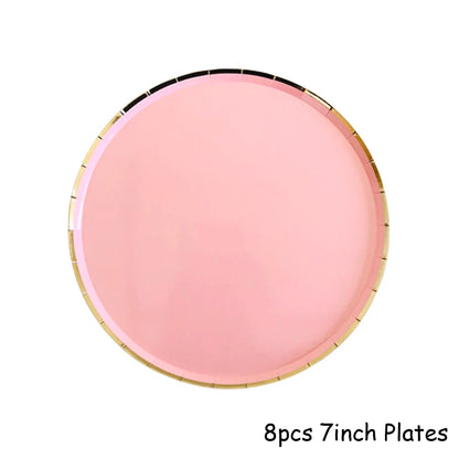 Rosa Gold Party Pappgeschirr