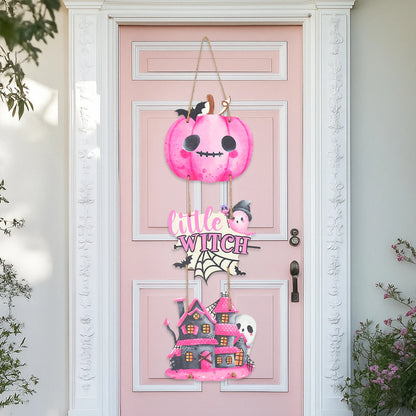 Halloween Kürbis-Holz Deko zum Aufhängen – Tür- & Wandanhänger
