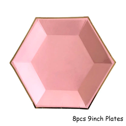 Rosa Gold Party Pappgeschirr
