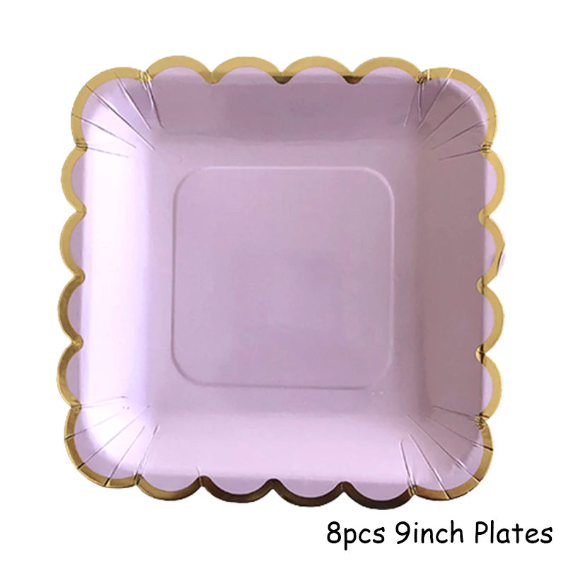 Lila Gold Party Pappgeschirr