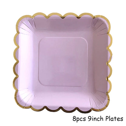 Lila Gold Party Pappgeschirr