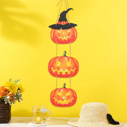 Halloween Kürbis-Holz Deko zum Aufhängen – Tür- & Wandanhänger