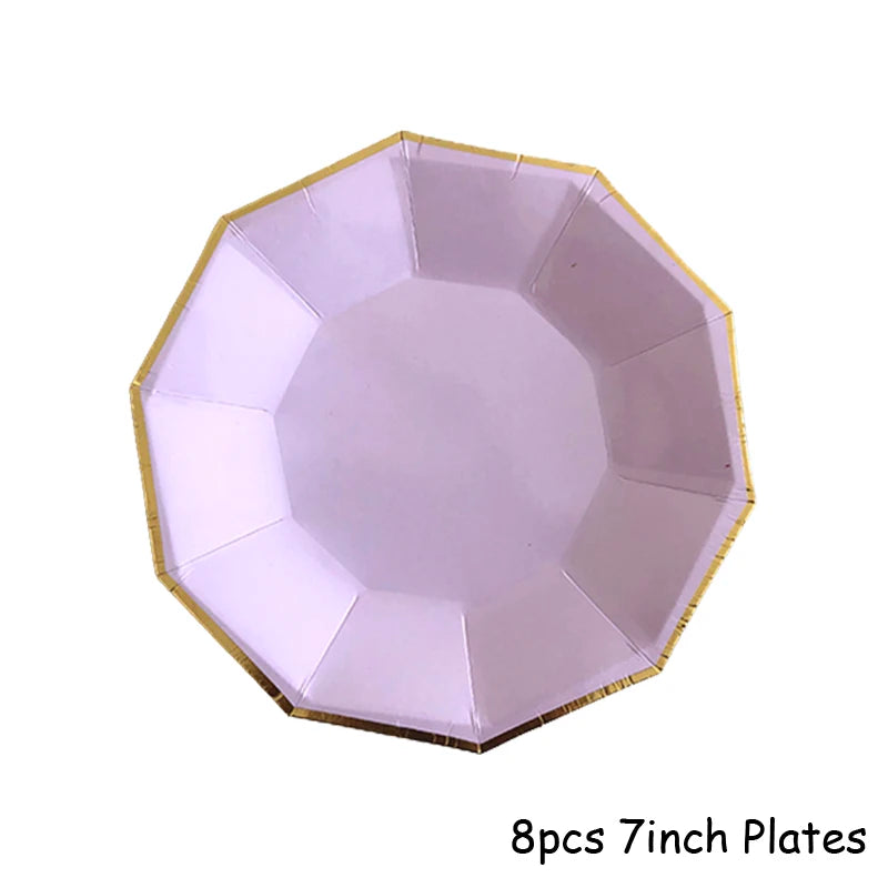 Lila Gold Party Pappgeschirr