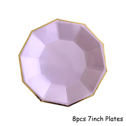 Lila Gold Party Pappgeschirr