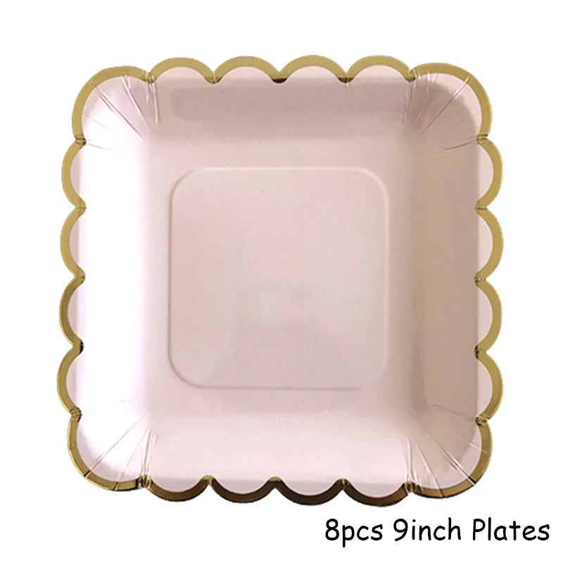 Gold Einweggeschirr Set Rosa