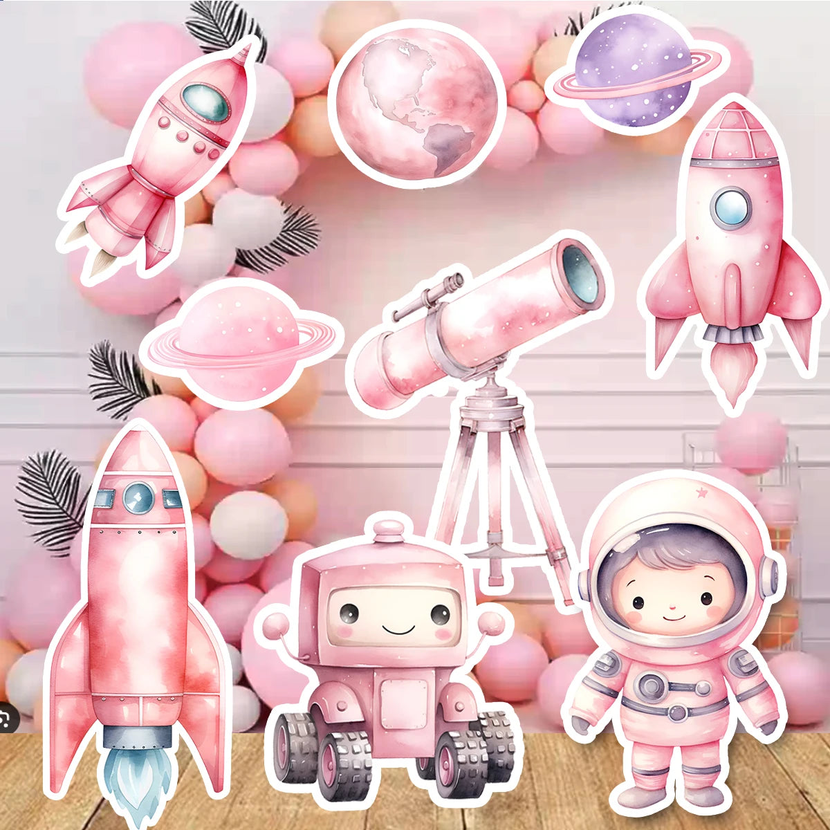 Rosa Astronaut Aufsteller