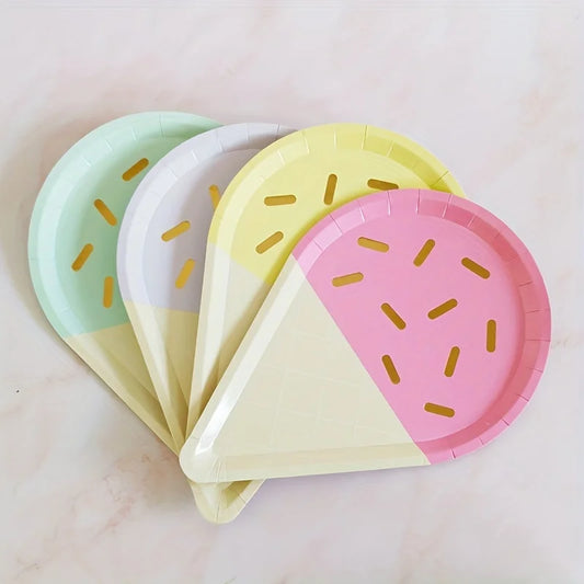 6x Farbe Eis Form Party Pappteller