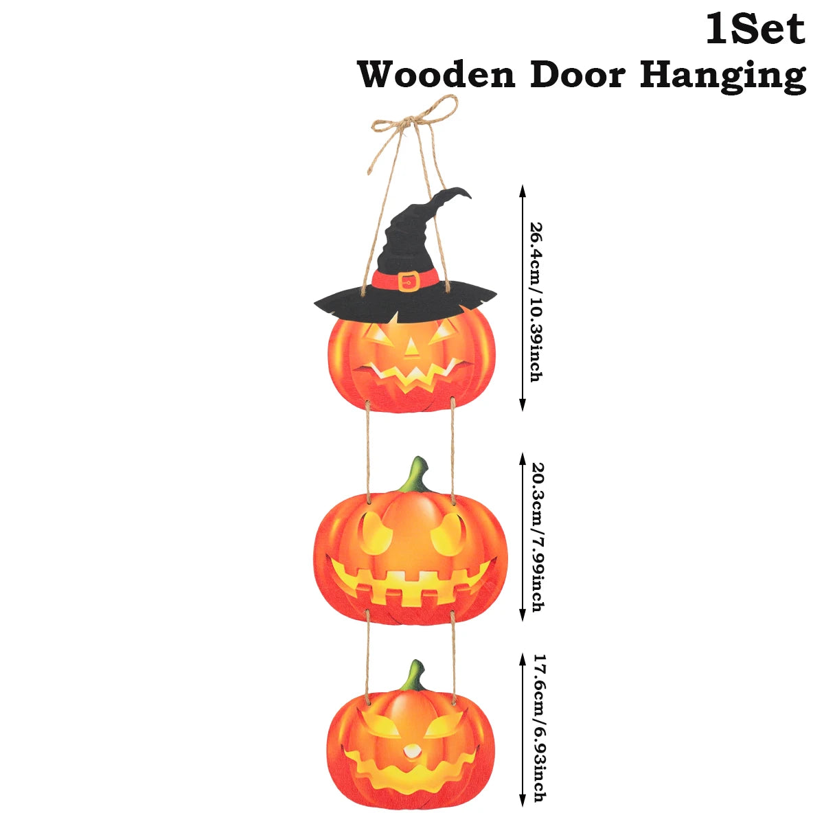 Halloween Kürbis-Holz Deko zum Aufhängen – Tür- & Wandanhänger