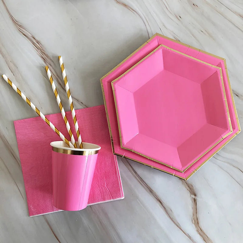 Pink Gold Party Pappgeschirr