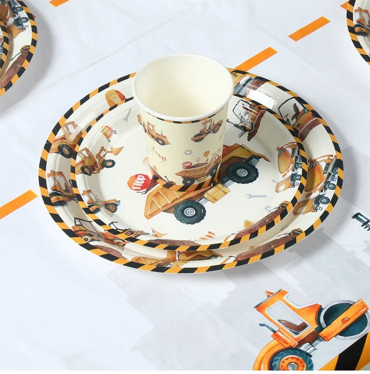 Baustellen Bagger Pappgeschirr