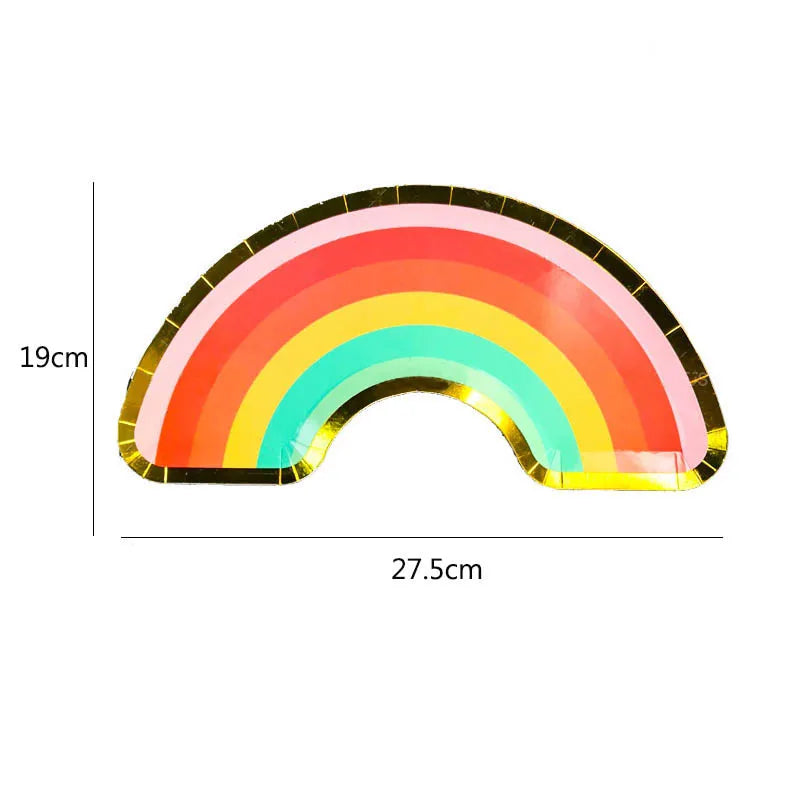 8/40 Stück Regenbogen-Wolken- Pappgeschirr