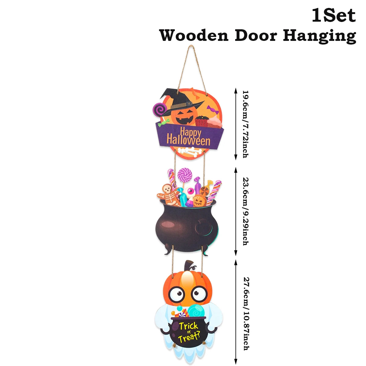 Halloween Kürbis-Holz Deko zum Aufhängen – Tür- & Wandanhänger