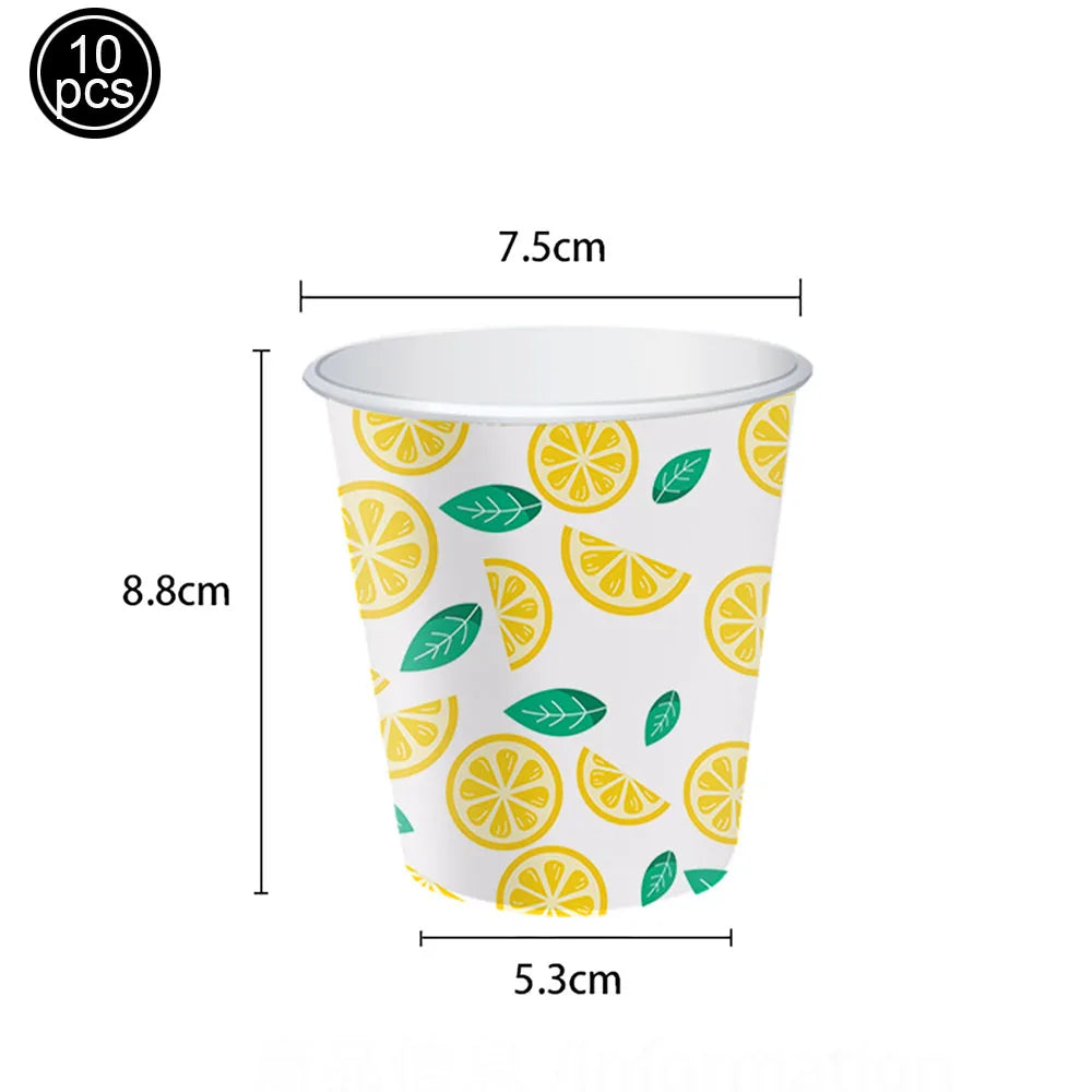 Gelbe Zitronen, Partyzubehör Pappgeschirr