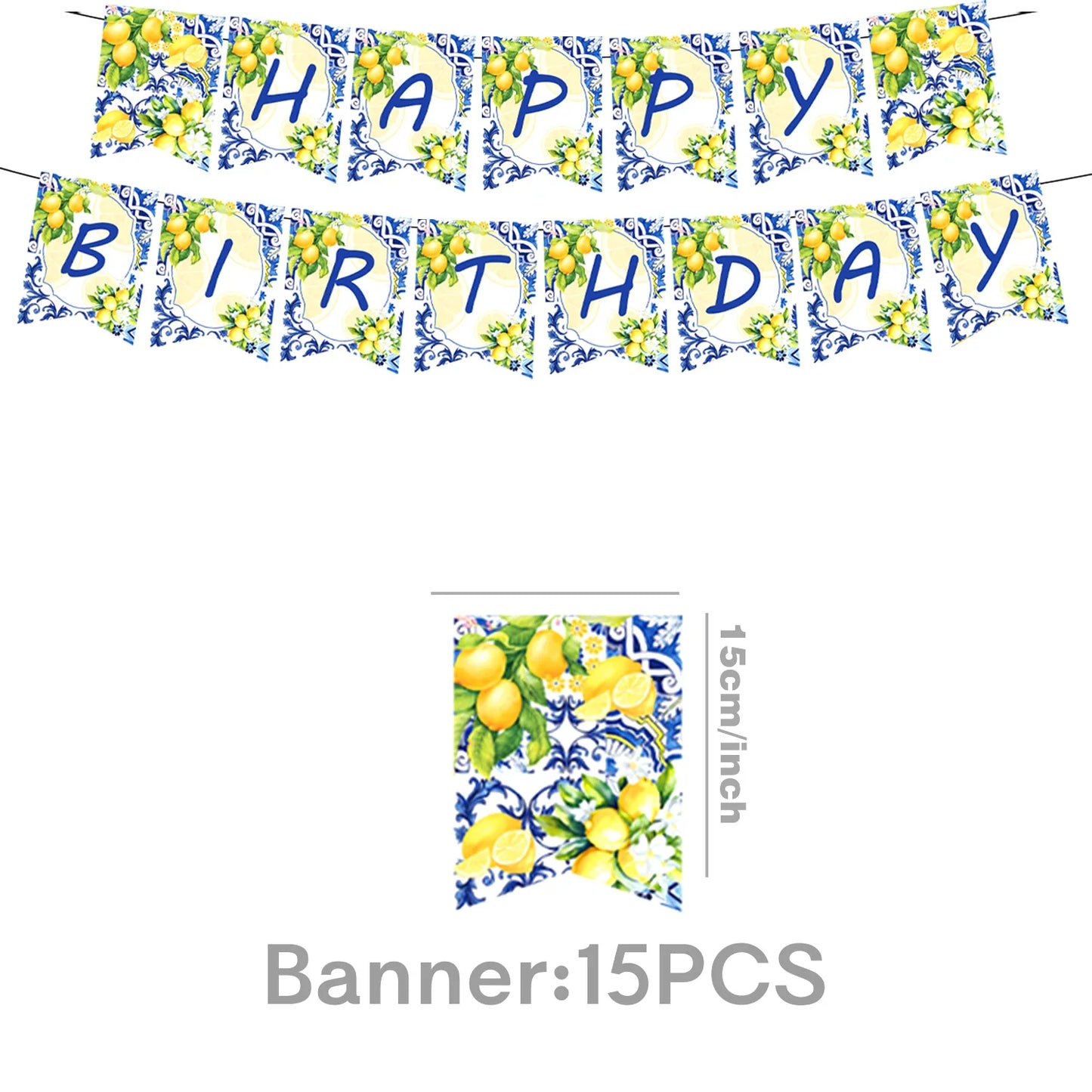 Sommer Obst Banner – Wassermelone, Zitrone, Kirsche & Erdbeere | Hängedeko für Geburtstag & Sommerparty
