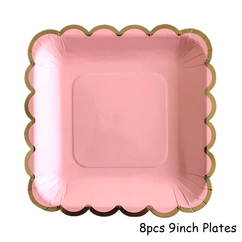 Rosa Gold Party Pappgeschirr