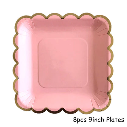Rosa Gold Party Pappgeschirr