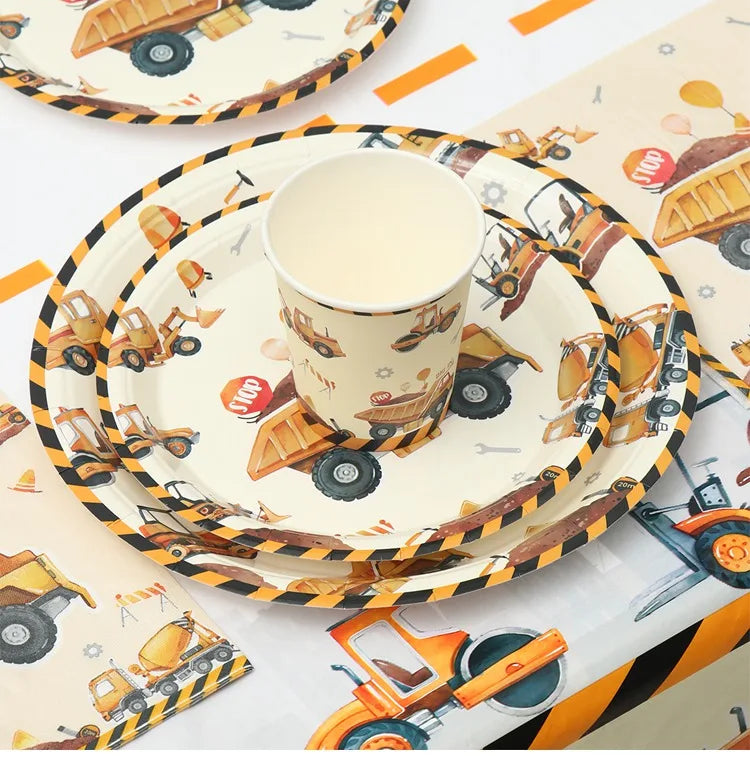 Baustellen Bagger Pappgeschirr