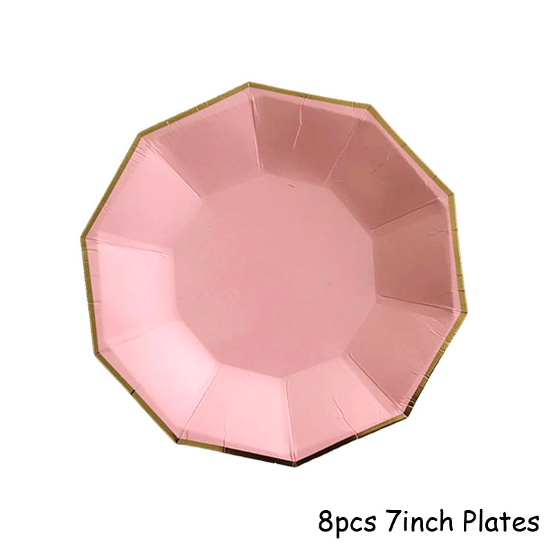 Rosa Gold Party Pappgeschirr
