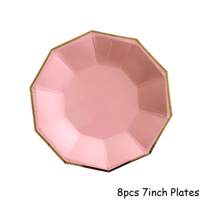 Rosa Gold Party Pappgeschirr