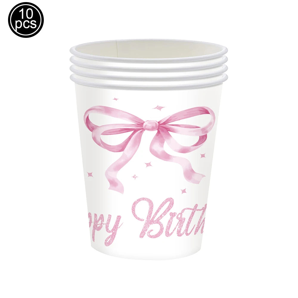 Rosa Schleife Geburtstag Pappgeschirr