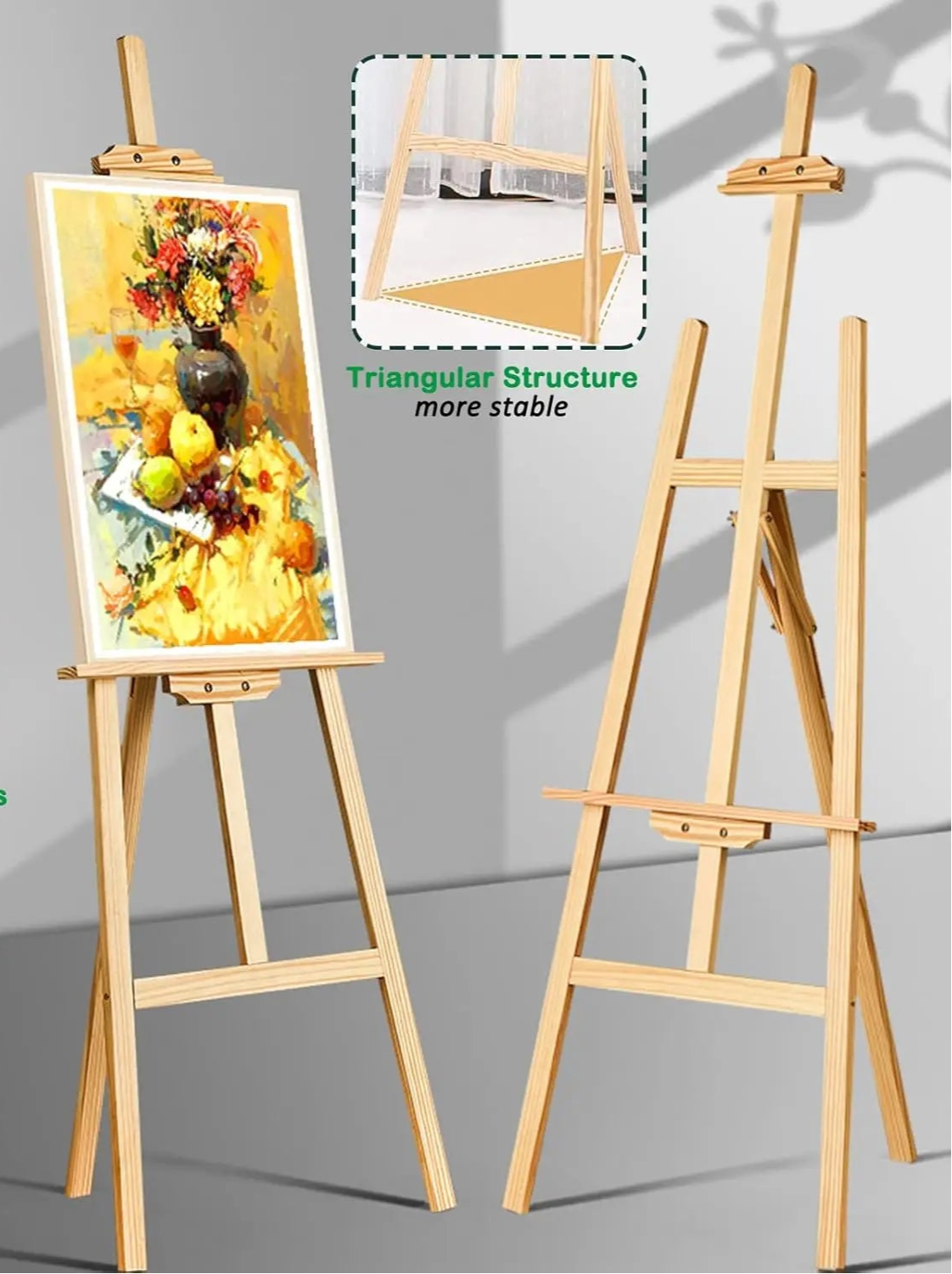 Holz-Staffelei im A-Rahmen – 1,5 m, verstellbar, ideal für Malerei, Studioarbeit oder als Leinwand- & Schildhalter.
