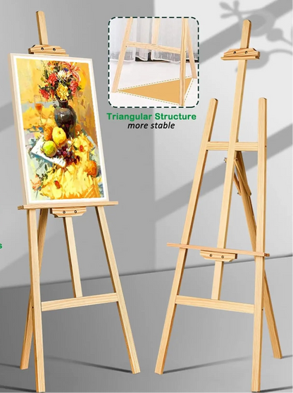 Holz-Staffelei im A-Rahmen – 1,5 m, verstellbar, ideal für Malerei, Studioarbeit oder als Leinwand- & Schildhalter.