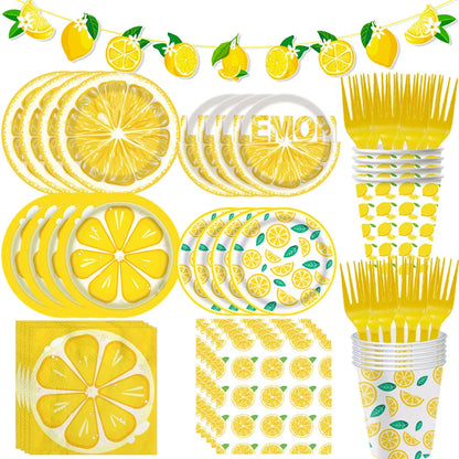 Gelbe Zitronen, Partyzubehör Pappgeschirr