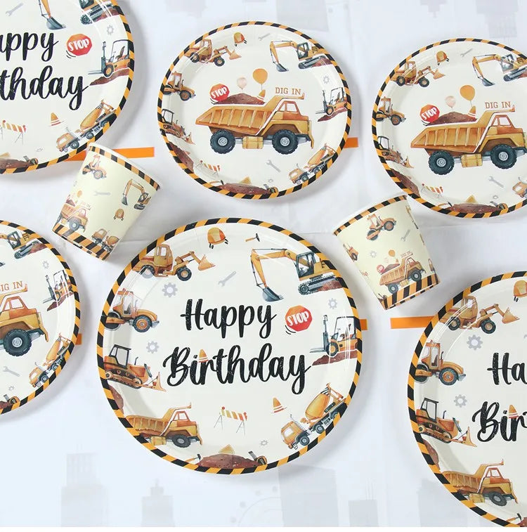 Baustellen Bagger Pappgeschirr