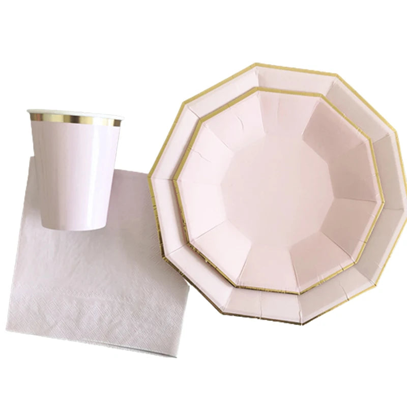 Gold Einweggeschirr Set Rosa