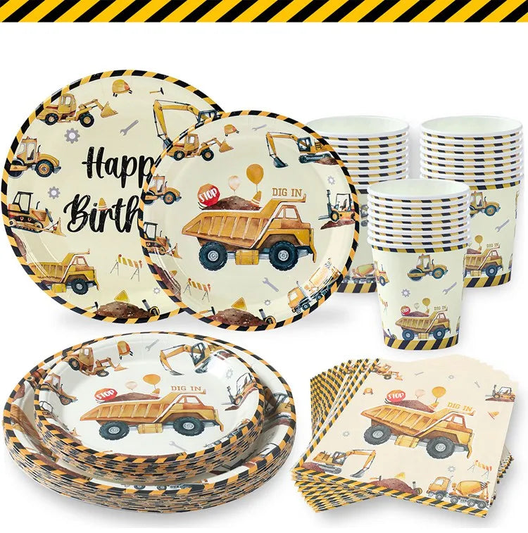 Baustellen Bagger Pappgeschirr