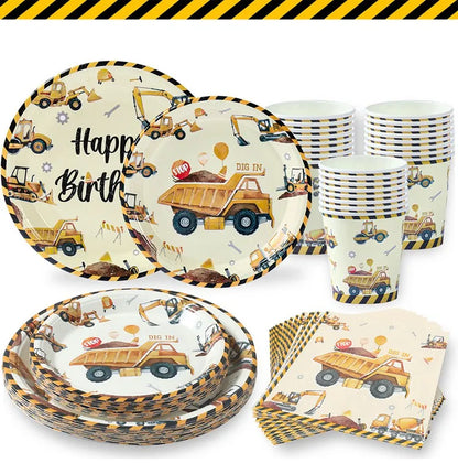 Baustellen Bagger Pappgeschirr