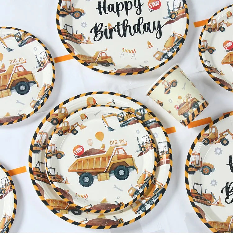 Baustellen Bagger Pappgeschirr