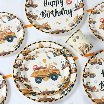 Baustellen Bagger Pappgeschirr