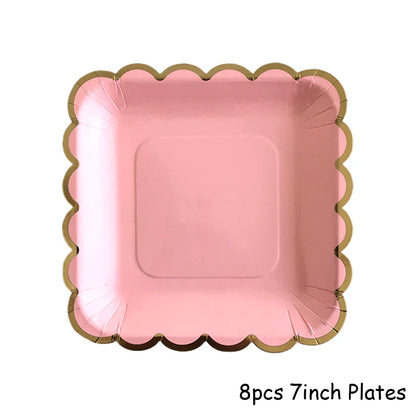 Rosa Gold Party Pappgeschirr