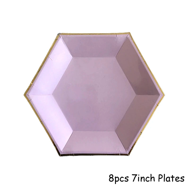 Lila Gold Party Pappgeschirr
