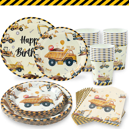 Baustellen Bagger Pappgeschirr