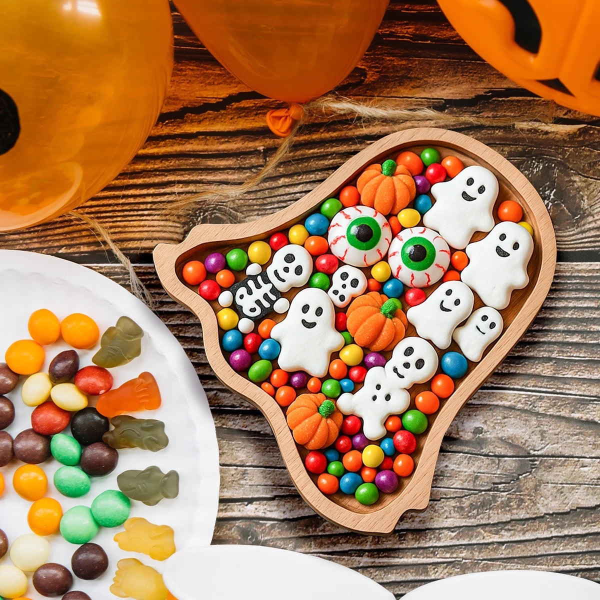 Halloween-Holztablett, Partyteller, Fledermausförmige Palette für Halloween-Dekoration