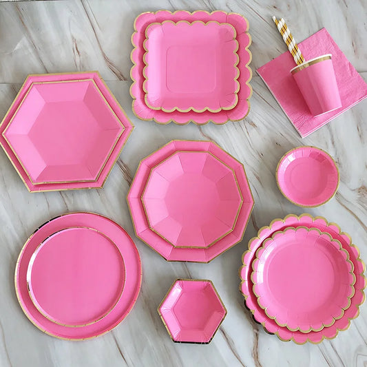 Pink Gold Party Pappgeschirr