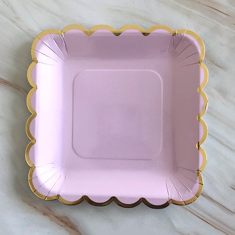 Lila Gold Party Pappgeschirr
