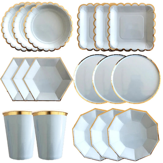 Gold Blau Party Pappgeschirr