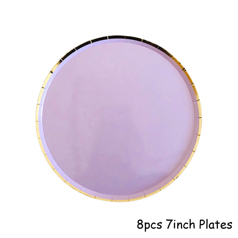 Lila Gold Party Pappgeschirr