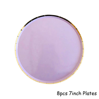 Lila Gold Party Pappgeschirr