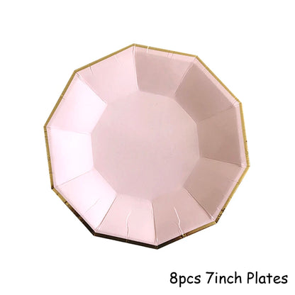 Gold Einweggeschirr Set Rosa