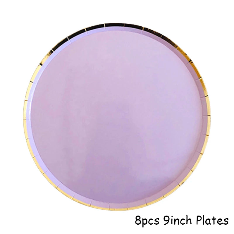 Lila Gold Party Pappgeschirr
