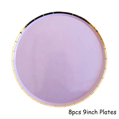 Lila Gold Party Pappgeschirr