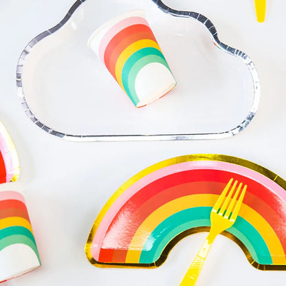 8/40 Stück Regenbogen-Wolken- Pappgeschirr