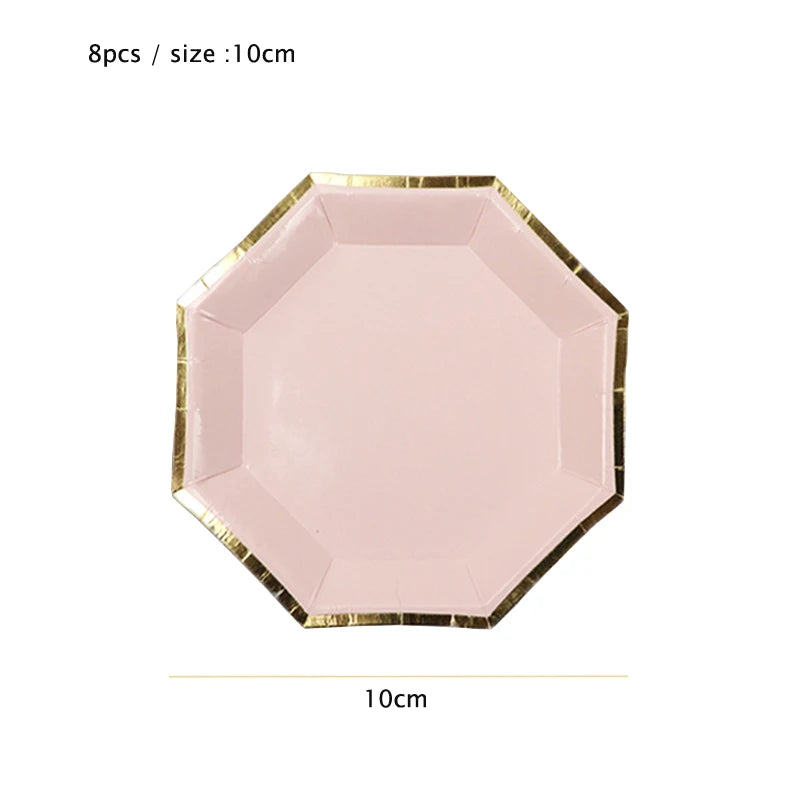 Gold Einweggeschirr Set Rosa