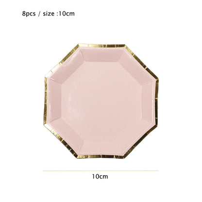 Gold Einweggeschirr Set Rosa