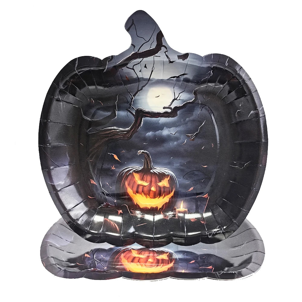 10–100x Halloween-Kürbis-Pappteller